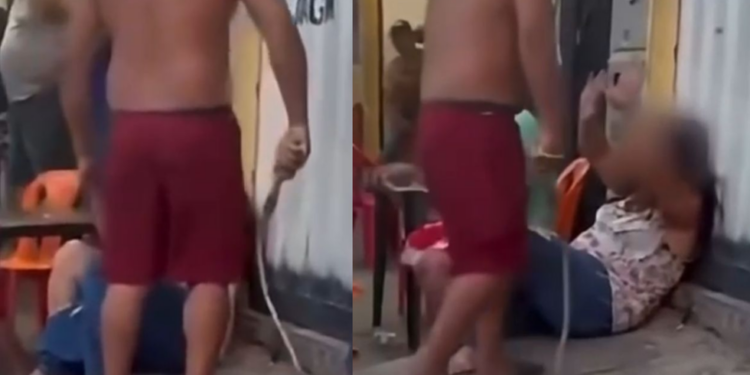 VÍDEO: Homem agride mulher com golpes de chicote após discussão em bar